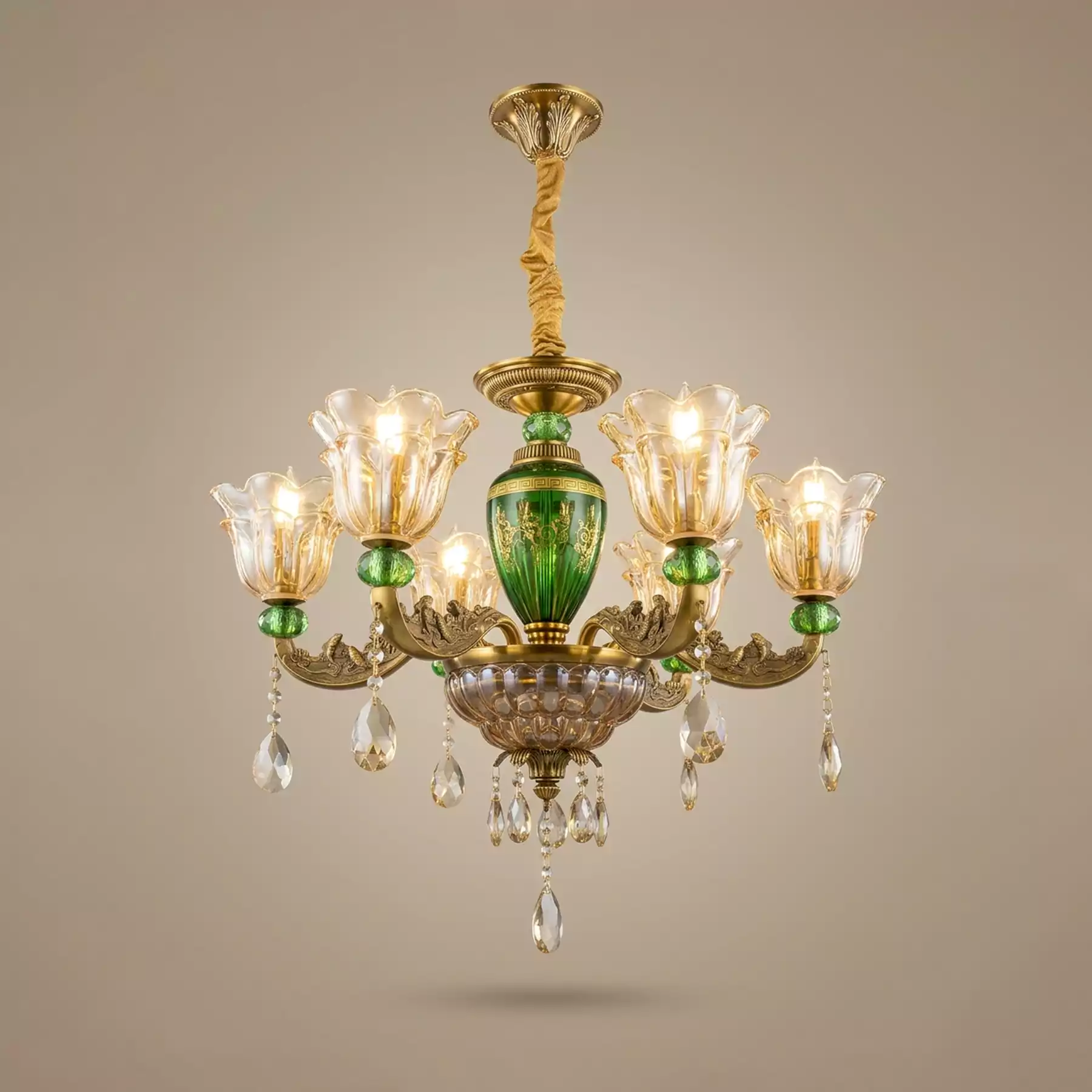The Emerald Dynasty 6 Chandelier